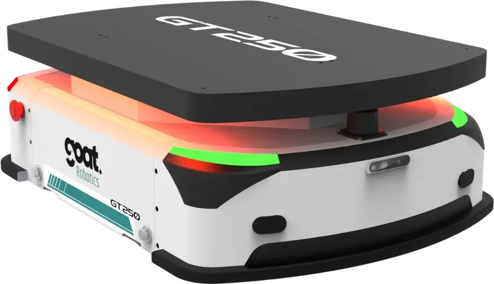 GT-250 autonomous mobile robot with flat top plate and status light bar
