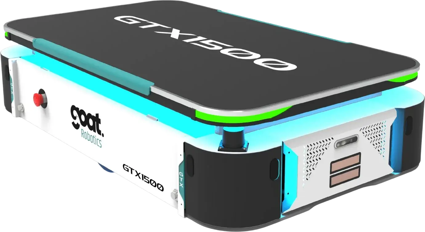 GTX-1500 heavy-duty autonomous mobile robot with teal light bar