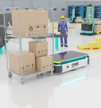 A GTX 1500 robot provides intra-logistics solutions for handling things and reduces manual process.