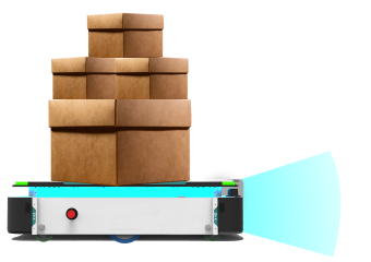 A machine with boxes stacked on it that shows creative ways to change intra-logistics in companies.